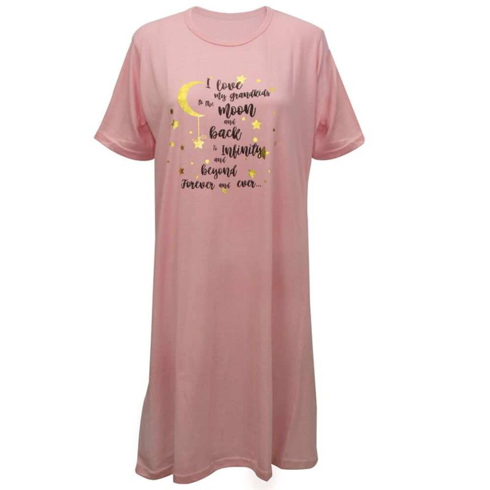 Sunflower Garden I Love My Grandkids Pink Cotton Blend Nightshirt, XXL